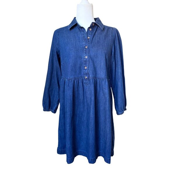LOFT Dresses & Skirts - LOFT Denim Chambray Dress Long Sleeve Casual Shirt Dress Blue Size 4